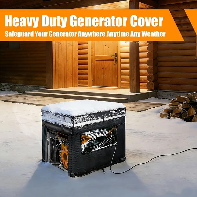 Heavy Duty Generator Cover, 32''Lx24''Wx24''H Generator Cover with Double-Layer Fabric, Side Access to Control Panel, Top Access to Add Fuel, All-weather Protective for Most 5500-15000 Watt Generators