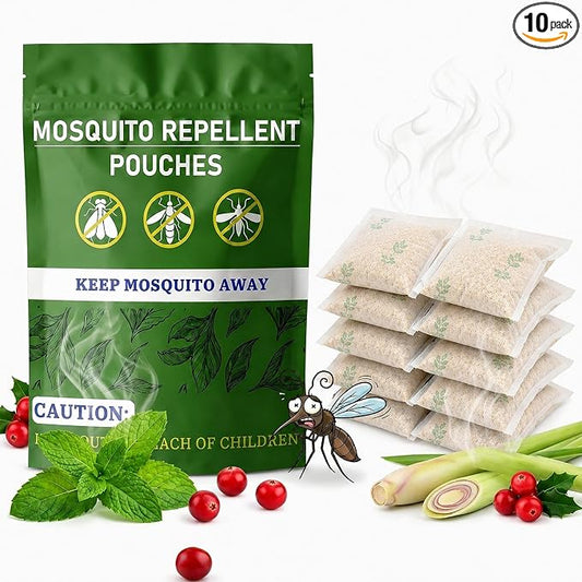 Natural Mosquito Repellent Outdoor Patio, Indoor & Outdoor Use, Mosquito Repellent Sachets for Yard, Patio, Camping & Travel, 60-Day Mosquito Control, Child&Pets Friendly- 10 Pack