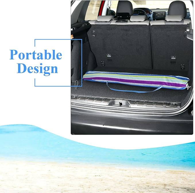 Tangkula 8FT Beach Umbrella, Portable Outdoor Sunshade Beach Umbrella with Sand Anchor & Tilt Mechanism, 16 Sturdy Fiberglass Ribs, Carrying Bag for Garden, Patio (Blue)
