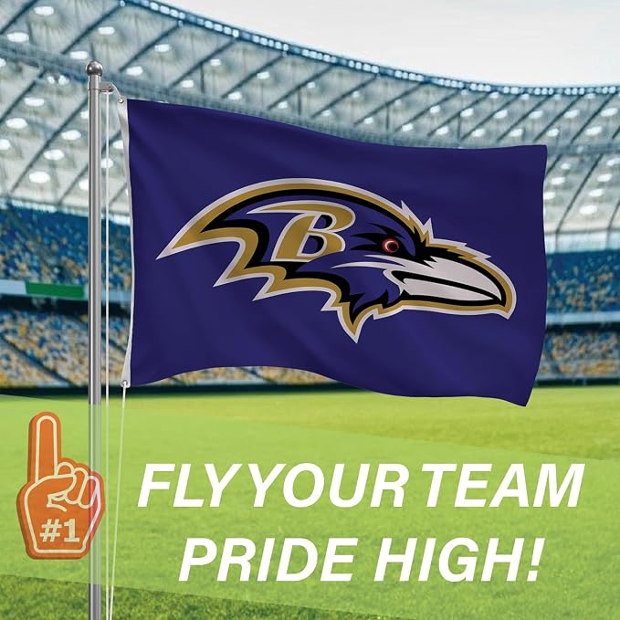 NFL Baltimore Ravens Flag 3 x 5 Outdoor Durable House Flag with Grommets | Sport Team Flag & Banner | Indoor Wall Decor for Room | Works with Flag Poles for Outside House