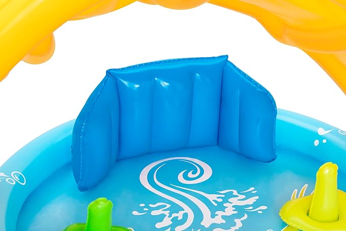 Bestway Seashapes Splash Pad | Baby Sensory Water Pool, with Backrest, Sunshade and Games, 6 Months +