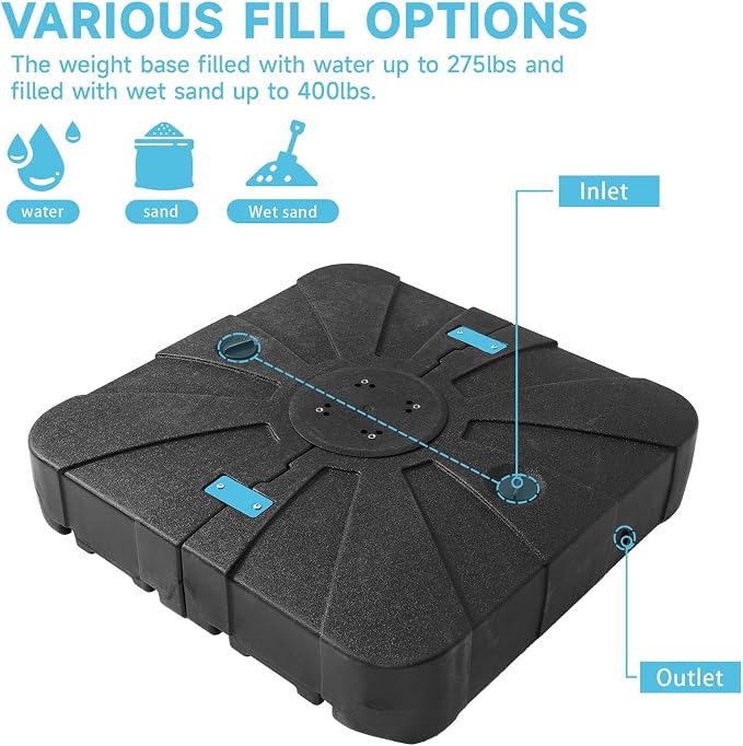 9x12FT Turquoise Cantilever Outdoor Patio Umbrella with Base, Large Rectangular Offset Design, Double Top Heavy Duty Aluminum Frame & 360° Rotation for Pool Garden Deck Backyard