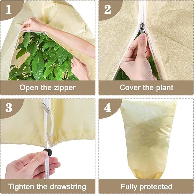 Plant Covers Freeze Protection, Winter Frost Cloths 2.8oz/yd² with Zipper and Drawstring, Garden Cover Protective Blankets for Outdoor Plants Fruit Palm Olive Trees (23in*31in 2pcs)