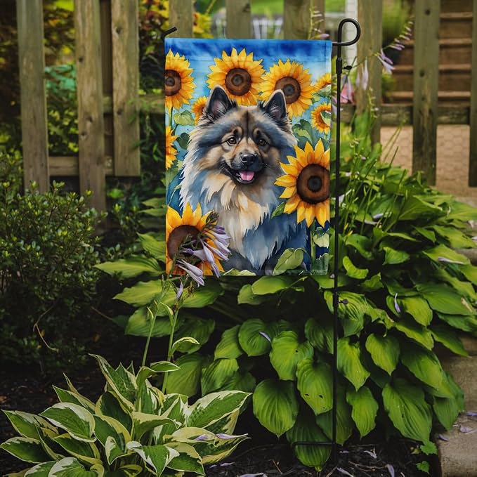 Caroline's Treasures DAC6105GF Keeshond in Sunflowers Garden Flag Mailbox Flag Decorative Yard Flag Banner Outside Patio Artwork Yard Flower Beds, Garden Size, Multicolor