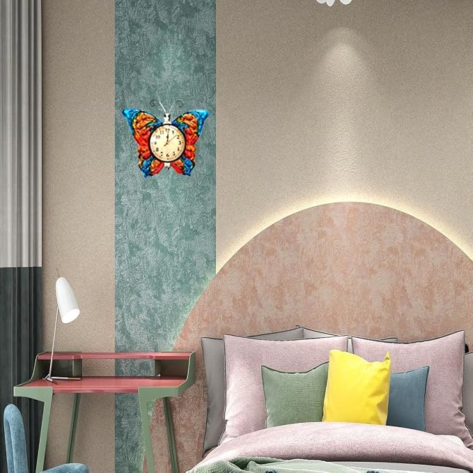 TXYS Wall Clock for Home Butterfly Decor Art Decorations ，Butterfly Outdoor Clock for Wall Sculptures Great for Office,Bedroom