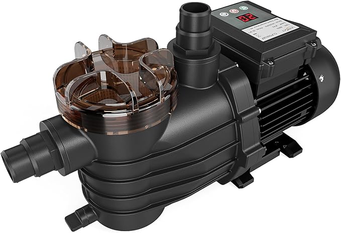 VINGLI 3/4 HP 3435 GPH Pool Pump, 110V Single Speed Self Priming Swimming Pool Pump, Powerful Copper Motor Water Circulation Pump with Filter Basket for Above Ground Pools Spas, US Plug