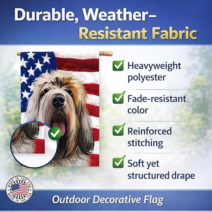 Caroline's Treasures CK6545CHF Grand Griffon Vendeen Dog American Flag House Flag Large Porch Sleeve Pole Decorative Outside Yard Banner Artwork Wall Hanging, Polyester, House Size, Multicolor