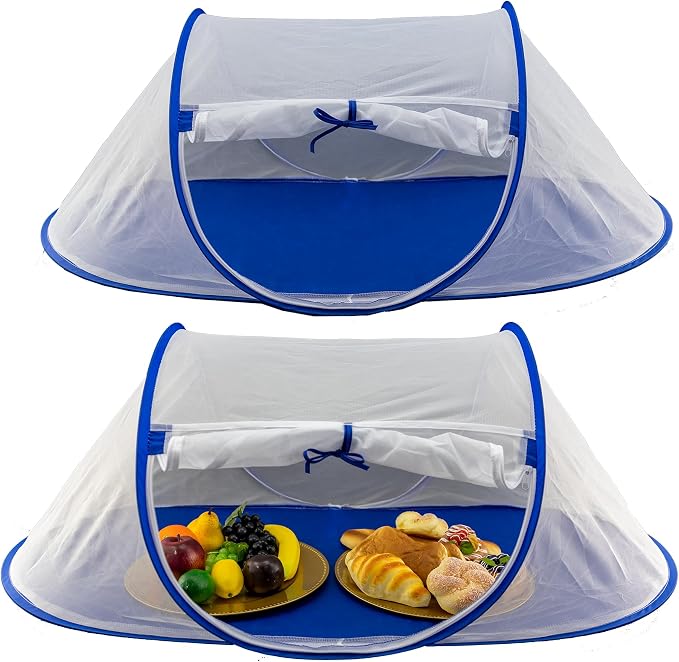 Iconikal 2-Pack Jumbo Folding Mesh Food Tent 43x21-Inch Wind-Resistant Zippered Door Picnic BBQ Outdoor Camping Food Cover Insect Protection