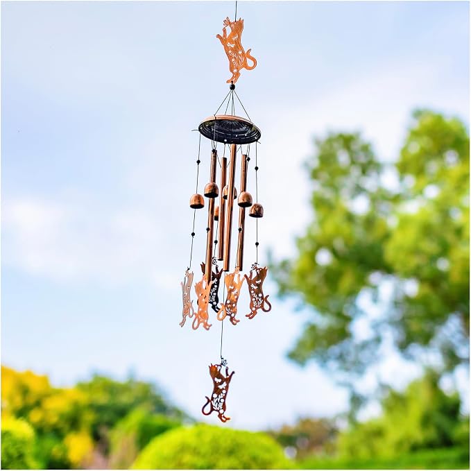 Cat Wind Chimes for Outside,Cat Gifts for Women Men/Memorial Gifts/Birthday Gift/House Warming Gift Metal windchimes Outdoors/Indoors,Garden Decor,Patio,Home,Porch,Yard Decor