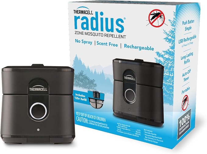 Thermacell Mosquito Repellent Radius Zone, Gen 2.0, Rechargeable; Includes 12-Hour Mosquito Repellent Refill; No Candle or Flame, Easy to Use & Long Lasting; Bug Spray Alternative