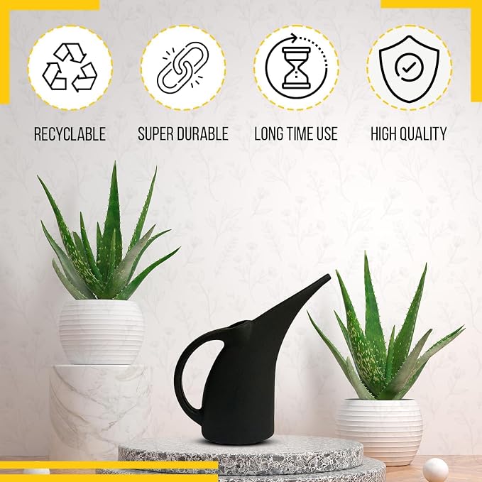 2 Pack Watering Can 1/2 Gallon - Small Watering Can for Indoor Plants - Outdoor Watering Can - Black Plant Waterer - Plastic Watering Can for Garden
