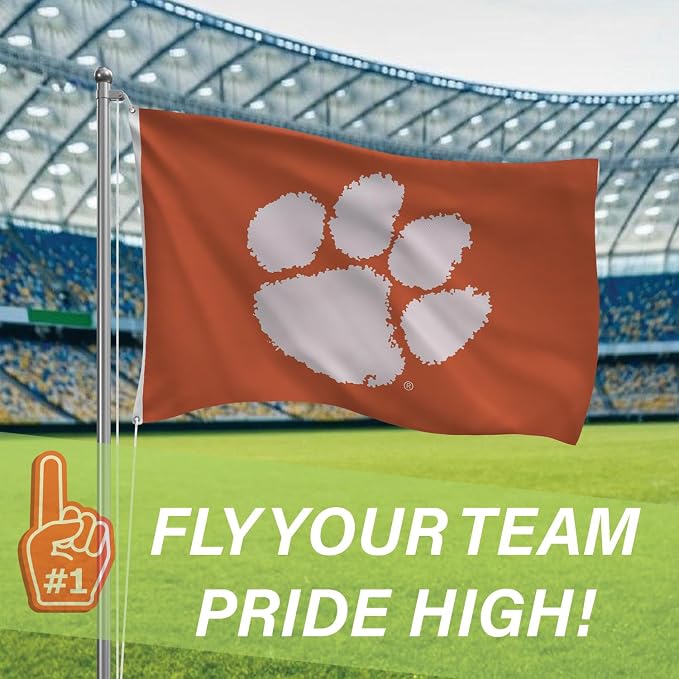 NCAA Clemson University Flag with Grommets, 3'x5' Clemson Tigers Outdoor College Flags & Banners for Garden Patio Indoor Wall Décor