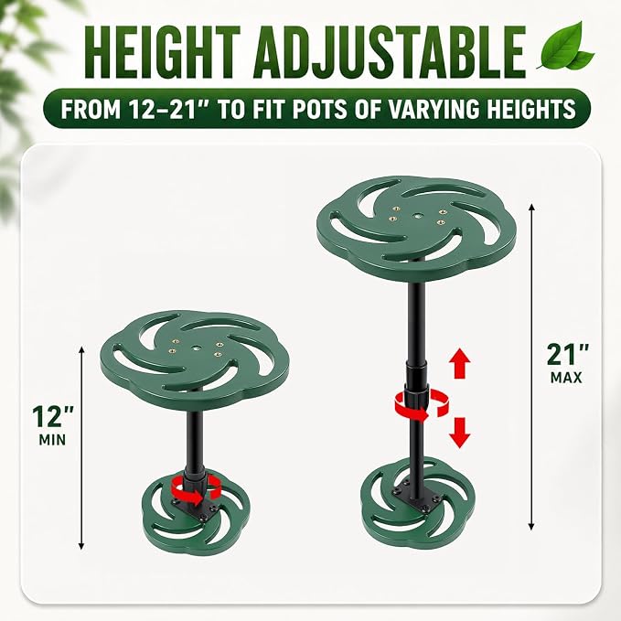 KJX Adjustable Height Plant Risers for Inside Pots, 12-21" Planter Inserts for Large Tall Taper Planters, Plastic Pot Fillers for Indoor/Outdoor Planters(6" 8" 10" Base or Top)
