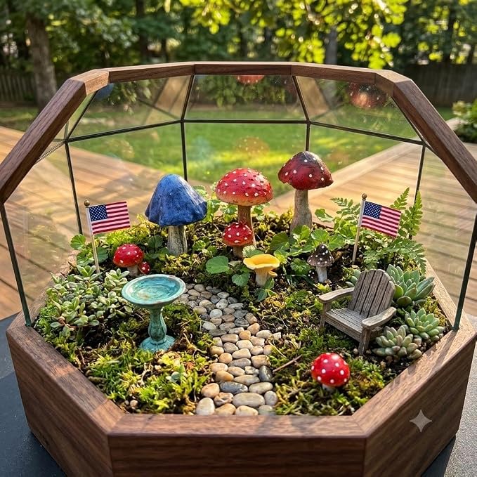 Fairy Garden Accessories Outdoor Mushroom Decor - 6 PCS Colorful Mushroom Figurines, Miniature Garden Statues and Lawn Ornaments for Outside Yard Art, Patio Plant Pot Decoration