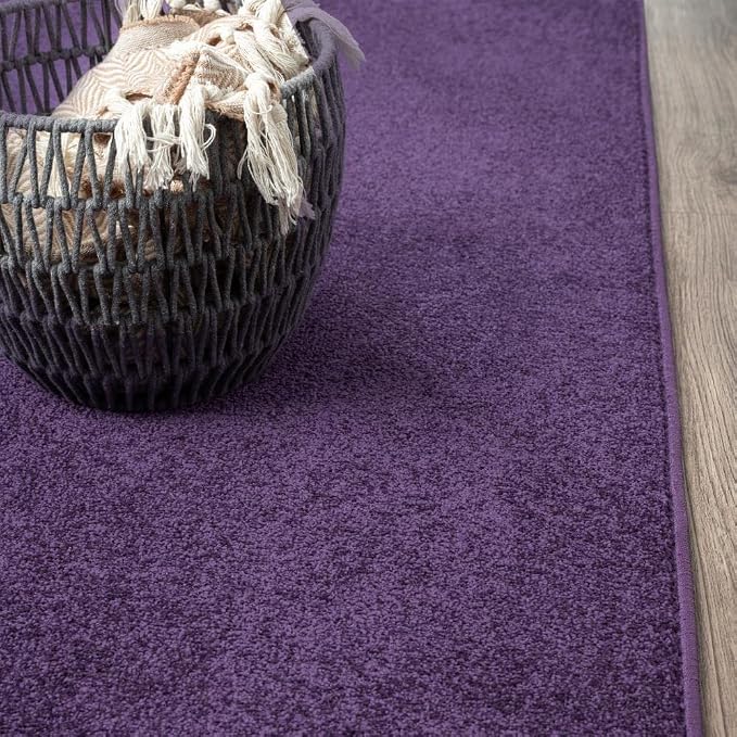 JONATHAN Y Haze Solid Low-Pile Purple 5' Round Indoor Area Rug, Coastal,Bohemian,Minimalist,Classic, Easy-Cleaning for Living Room,Bedroom,Kitchen,Pet Friendly,Non-Shedding (SEU100N-5R)