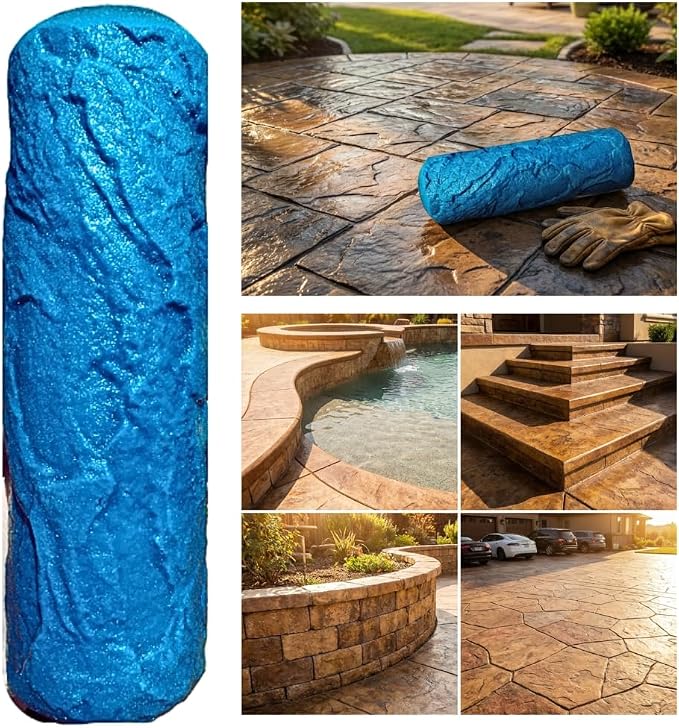 The Original Weathered Flagstone, Concrete Roller Stamp, Stone Texture Roller, Concrete Roller Stamp, and Masonry Form, for decorative concrete patios, driveways, walkways, water features, etc. by SBC