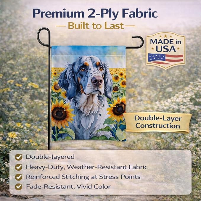 Caroline's Treasures DAC6075GF English Setter in Sunflowers Garden Flag Mailbox Flag Decorative Yard Flag Banner Outside Patio Artwork Yard Flower Beds, Garden Size, Multicolor