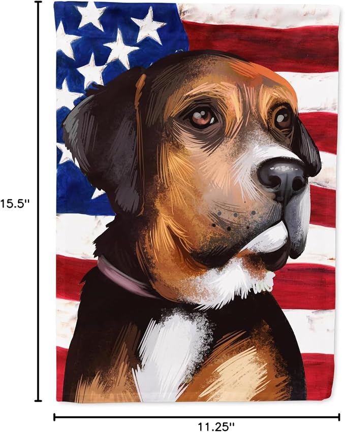 Caroline's Treasures CK6414GF Austrian Black and Tan Hound American Flag Garden Flag Mailbox Flag Decorative Yard Flag Banner Outside Patio Artwork Yard Flower Beds, Garden Size, Multicolor