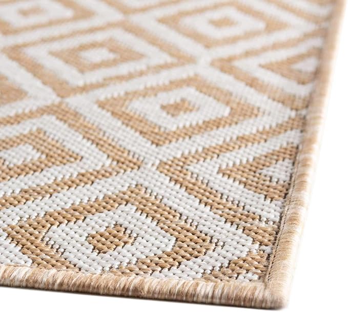 Unique Loom Outdoor Collection Area Rug - Costa Rica (5' 3" x 8' Rectangle, Beige/ Cream)