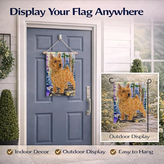 Caroline's Treasures SS8011BGF Norwich Terrier Garden Flag Mailbox Flag Decorative Yard Flag Banner Outside Patio Artwork Yard Flower Beds, Garden Size, Multicolor