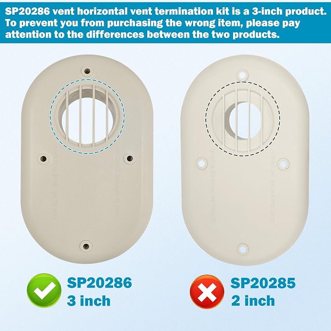 SP20286 3-Inch Vent Horizontal Vent Termination Kit, with Screws | for Outside Wall, Water Heater Replacement Part
