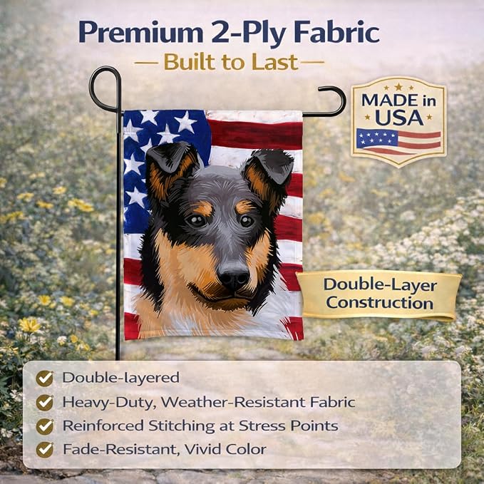 Caroline's Treasures CK6492GF Collie Rough Dog American Flag Garden Flag Mailbox Flag Decorative Yard Flag Banner Outside Patio Artwork Yard Flower Beds, Garden Size, Multicolor