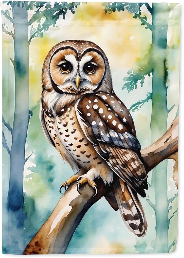 Caroline's Treasures Spotted Owl House Flag Large Porch Sleeve Pole Decorative Outside Yard Banner Artwork Wall Hanging, Polyester, House Size, Multicolor