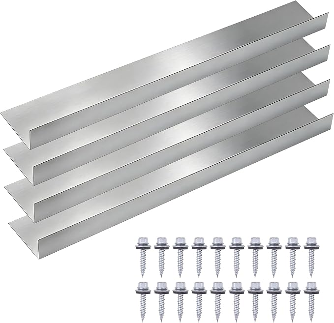 4FT Roof Rain Diverter, Galvanized Steel Roofing Rainwater Diverter for House Shingle, Gutter Guards with Nails to Protect Roof, 4 Packs