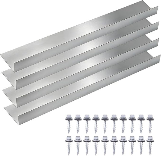 4FT Roof Rain Diverter, Galvanized Steel Roofing Rainwater Diverter for House Shingle, Gutter Guards with Nails to Protect Roof, 4 Packs