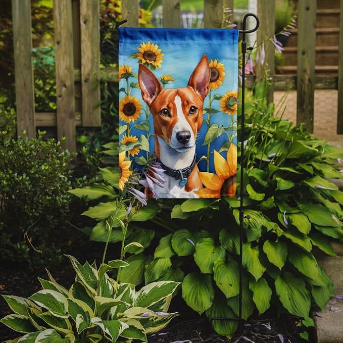 Caroline's Treasures DAC6016GF Basenji in Sunflowers Garden Flag Mailbox Flag Decorative Yard Flag Banner Outside Patio Artwork Yard Flower Beds, Garden Size, Multicolor