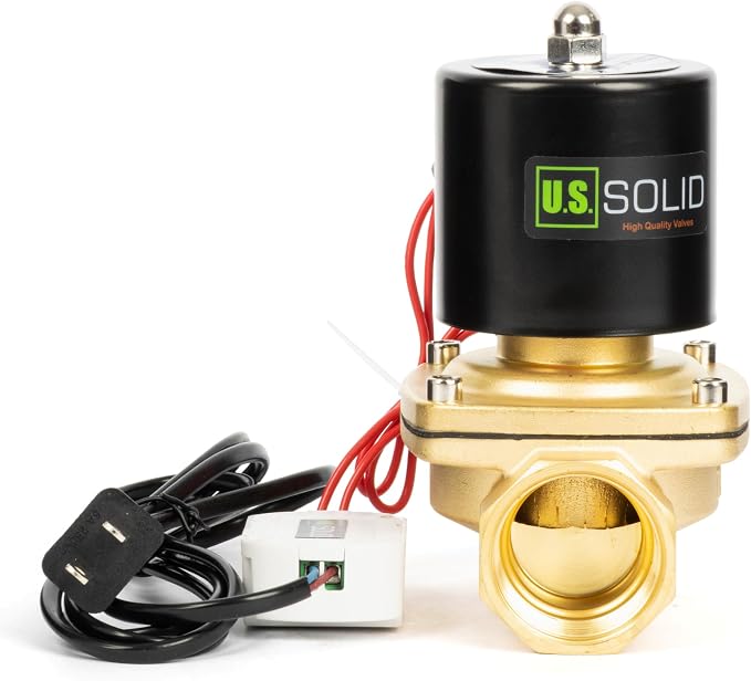 Solenoid Valve 1-1/4 in U.S. Solid Smart WiFi Brass 110V AC Normally Closed with App Remote Control for Water Irrigation and Automation