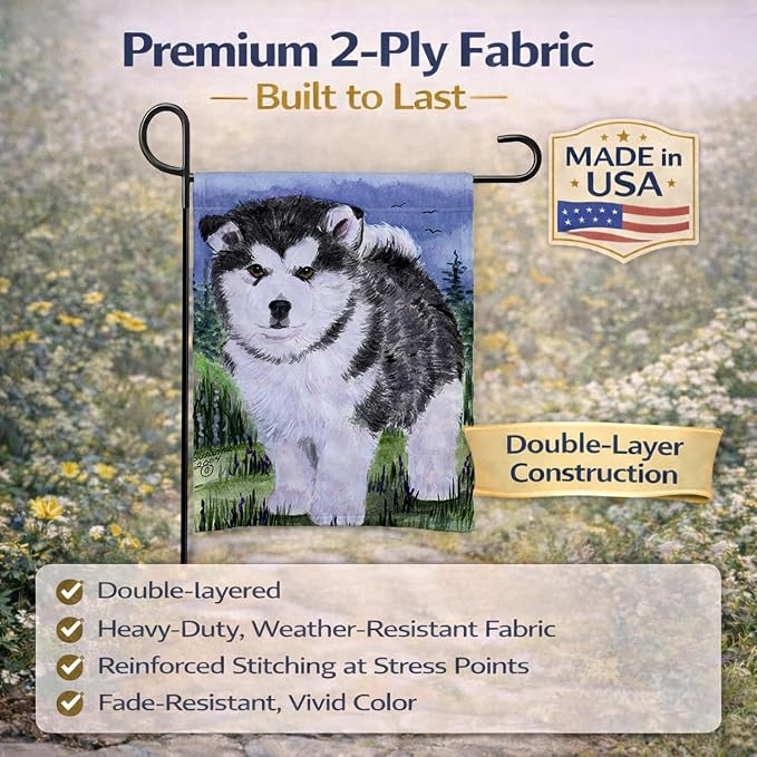 Caroline's Treasures SS8027GF Alaskan Malamute Garden Flag Mailbox Flag Decorative Yard Flag Banner Outside Patio Artwork Yard Flower Beds, Garden Size, Multicolor