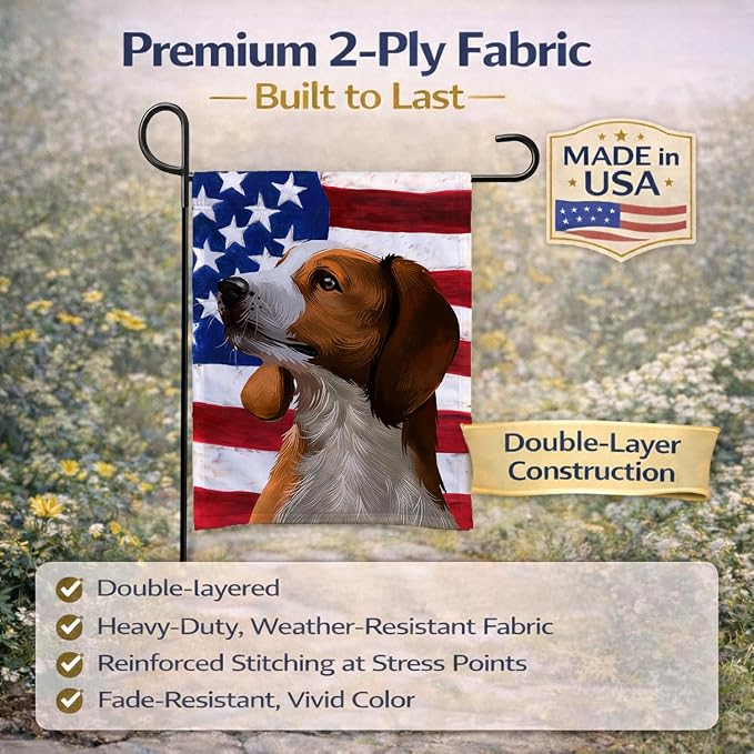 Caroline's Treasures CK6397GF American English Coonhound American Flag Garden Flag Mailbox Flag Decorative Yard Flag Banner Outside Patio Artwork Yard Flower Beds, Garden Size, Multicolor