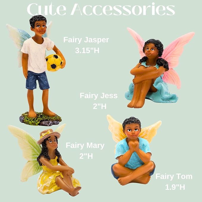 PRETMANNS Fairies for Fairy Garden – Cute Accessories for an Outdoor Miniature Garden – Fairy Figurines Kit - 9 Colorful & Beautifully Crafted Pieces