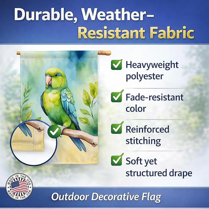 Caroline's Treasures Parrotlet House Flag Large Porch Sleeve Pole Decorative Outside Yard Banner Artwork Wall Hanging, Polyester, House Size, Multicolor