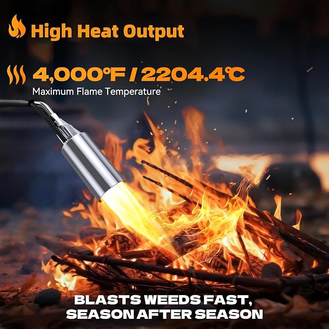 Propane Torch Weed Burner with 11.5FT Hose, Weed Torch with Self Igniter Turbo Trigger, Heavy Duty Flame Weeder for Weeding, Roofing, BBQ, Black