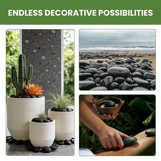 6 lbs Black River Rocks for Landscaping, 2-3 Inch Polished Pebbles for Garden, Decorative Stones for Plants, Succulents, Aquarium, Fish Tank, Outdoor Yard Walkways & Paving
