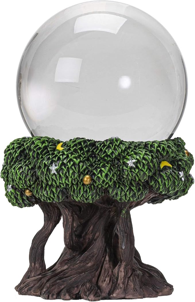 Pacific Trading Tree of Life Gazing Ball Outdoor Garden Decorations, Hand Painted Durable Mirror Globe Home Decor, 8.5 Inches