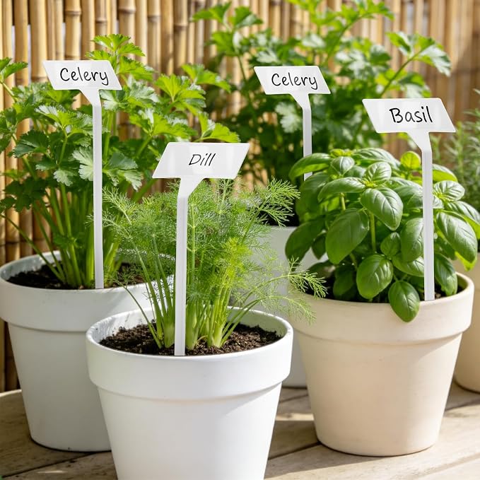 KINGLAKE Outdoor Large Plant Labels with PET Films - 50 Pcs Waterproof Tall Plastic Plant Tags Nursery Garden Labels 11.8" Plants Markers Name Tags for Outdoor Garden Vegetable with Permanent Pen