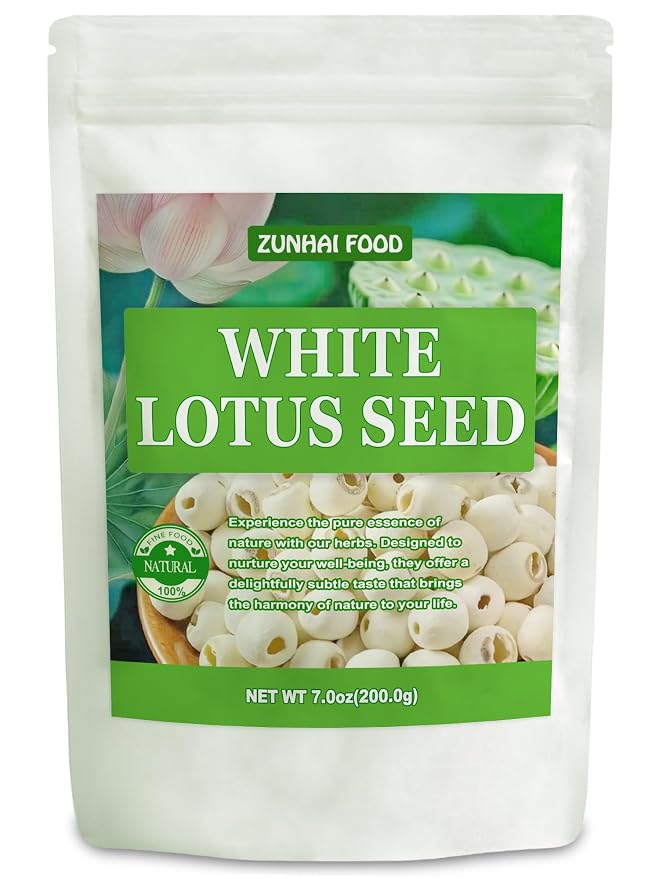 Dried Lotus Seeds, 7.0oz (200g) | Shelled & Peeled Lotus Nuts for Soup, Dessert & Herbal Tea | Rich in Protein, Vegan, Non-GMO, Resealable Bag