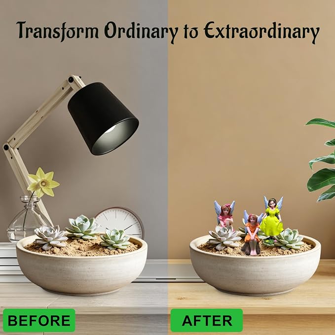 11 Pcs Mini Fairy Garden Accessories Set, Includes Resin Fairy Figurines, Cute Small Mushrooms, Benches and White Fox Statues. Perfect for Diy Miniature Landscape Decorations and Home Garden Decor