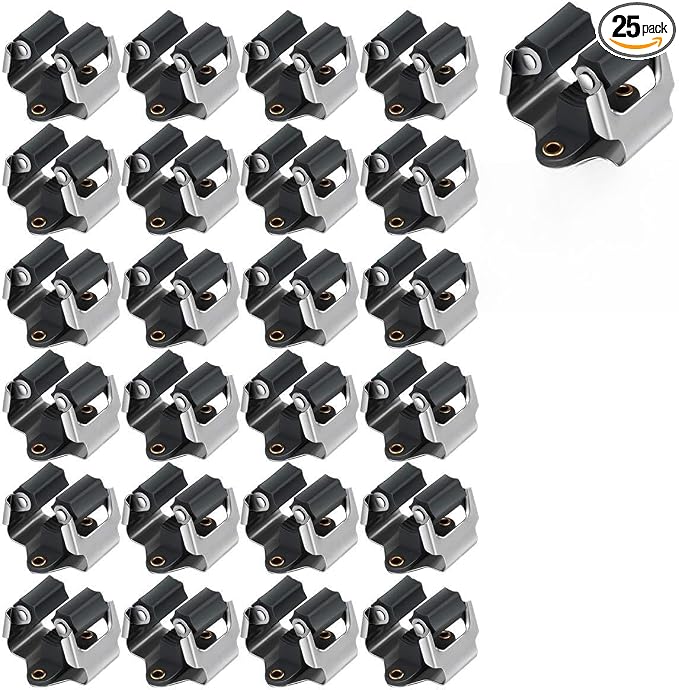 3-H 25 Pack Mop and Broom Holder Big Size Hanging 1 KG Extra,Broom Hanger Wall Mount for Hanging and Organizing Shove Rake Yard Tools in Shed Kitchen Laundry Room Bathroom Garden(Black)