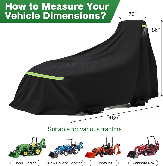 Tractor Cover for compact tractor with Backhoe – Fits John Deere , Kubota BX. Waterproof cover for tractor & lawn tractor covers class. All-weather compact tractor protection