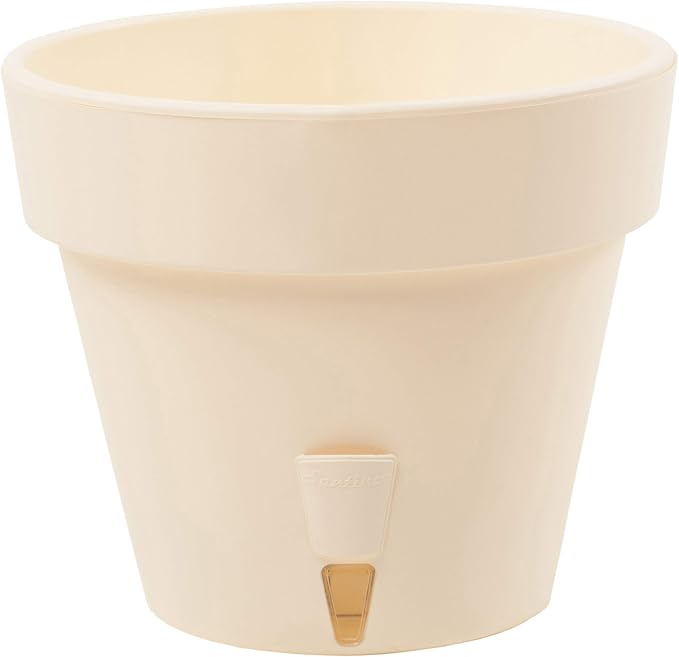 DECOPOTS - Pack of 3 - Self Watering Planter - Height 6.9 inches - Flower Pot with Bottom Watering Level Indicator for All House Plants, Flowers, Herbs (Diameter 7.9", Cream)