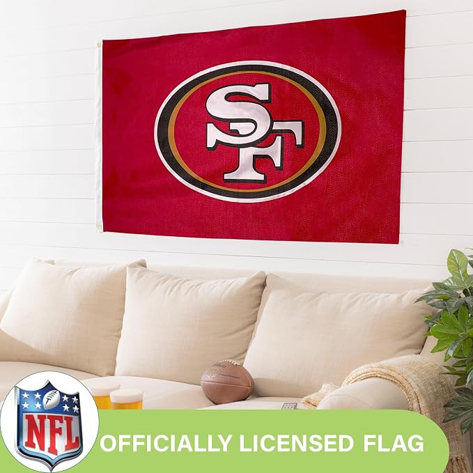 Team Sports America NFL San Francisco 49ers 3 x 5 Outdoor Durable Flag with Grommets | Heavy Duty Flag & Banner for Outdoor Garden Patio | Indoor Wall Decor | Works with Flag Poles for House