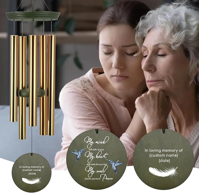 ASTARIN Memorial Angel 36" Wind Chimes, Personalized Name Sympathy Wind Chime, in Memory of Loss Mom Loved One, Large Deep Tone Bereavement Windchimes for Clearance(Produced in Texas)