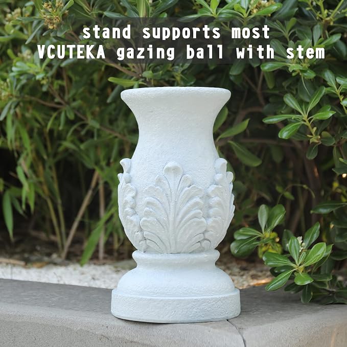 VCUTEKA Gazing Ball Stand, 8-10" Gazing Globe Roman Garden Pedestal Outdoor | 12" H Gazing Ball Stand for Garden, Outdoor Display Stand Décor Accessories Resin Roman pedestal for 10" Garden Gazing Globe
