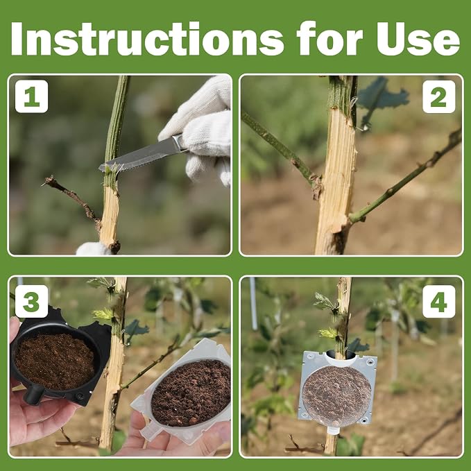 36 Pcs Air Layering Propagation Kit with Zip Ties Half Black Half Transparent Air Layering Pods Propagation Box Reusable Rooting Grafting Ball Box for Medium Plants