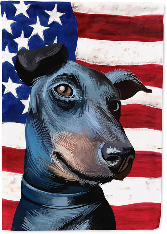 Caroline's Treasures CK6613CHF Manchester Terrier American Flag House Flag Large Porch Sleeve Pole Decorative Outside Yard Banner Artwork Wall Hanging, Polyester, House Size, Multicolor