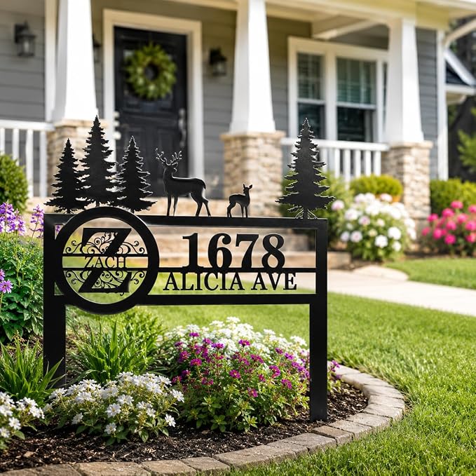 Personalized Yard Signs with Stakes, Address Yard Signs with Stakes, Address Signs for Yard, Address Numbers for House, Custom Metal House Sign, House Number Sign